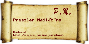 Preszler Madléna névjegykártya